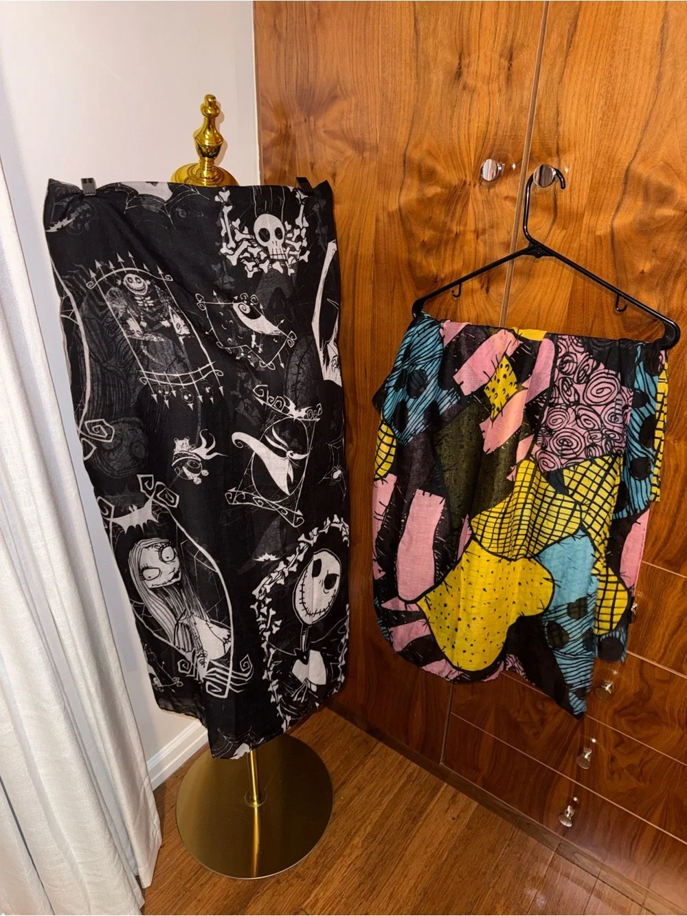 2 NBC Scarves Disney Loungefly Nightmare Before Christmas Jack Skellington Sally